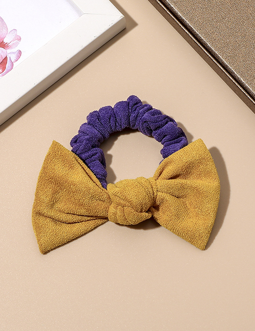 Fashion Yellow Suede Color Matching Bow Hair Tie