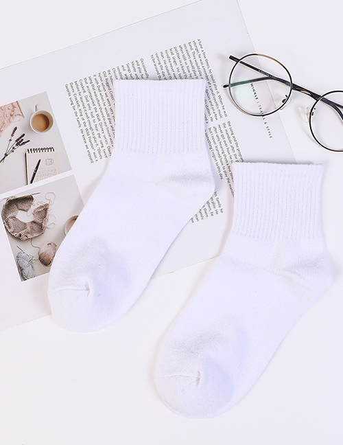 Fashion White Cotton Plain Short Boat Socks