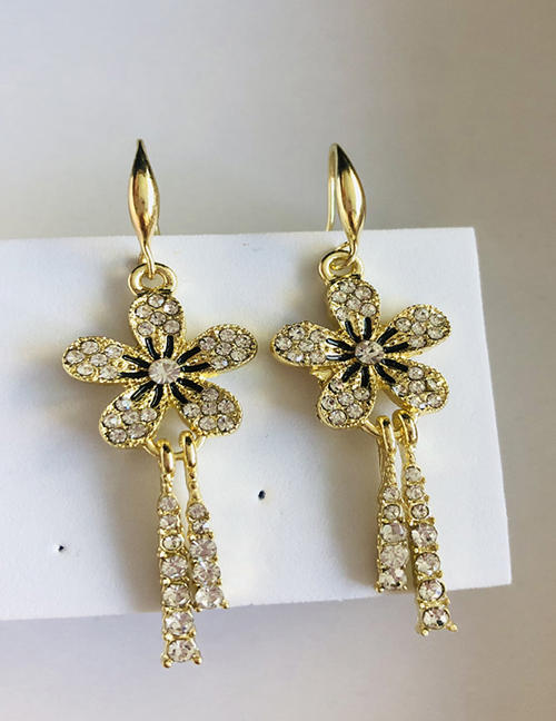 Fashion Gold Color Alloy Flower Tassel Earrings