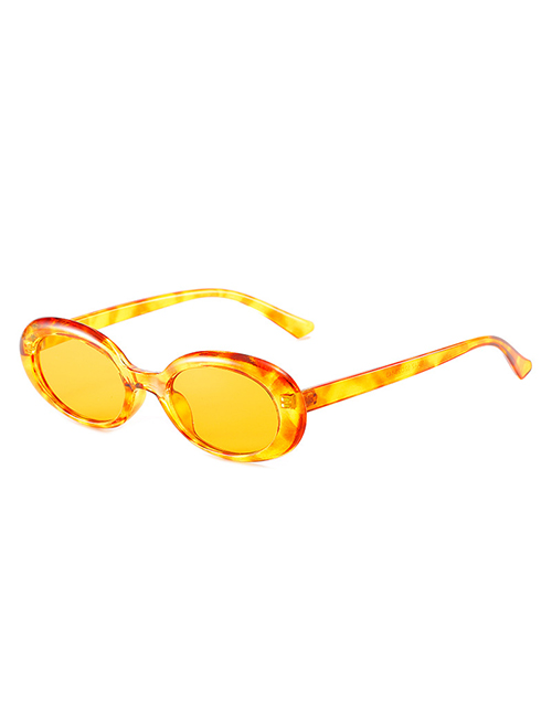 Fashion Yellow Frame Oval Small Frame Sunglasses