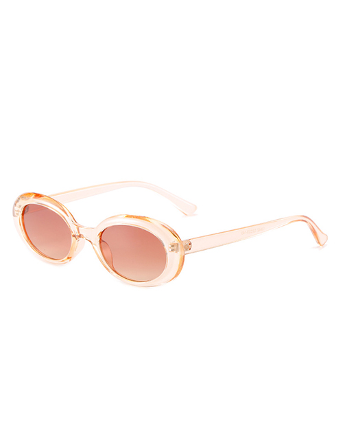 Fashion Champagne Box Tea Slices Oval Small Frame Sunglasses