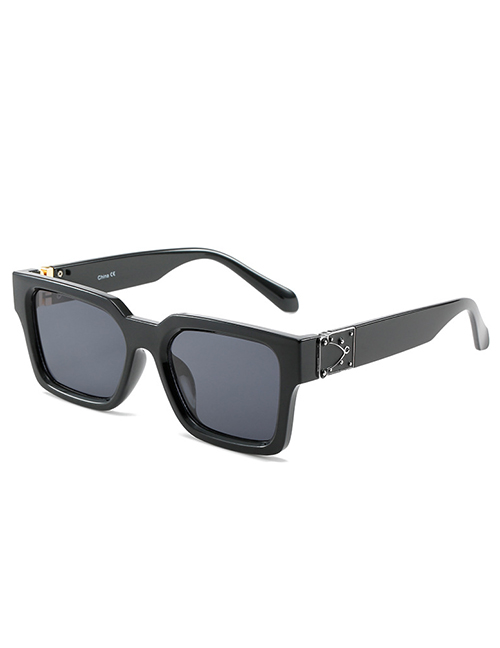 Fashion Black Frame Gray Piece (silver Color Accessory) Large Square Frame Sunglasses