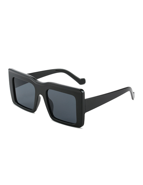 Fashion Black Frame All Gray Film Large Square Frame Sunglasses