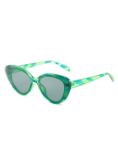 Fashion Green Striped Gray Flakes Pc Cat Eye Sunglasses