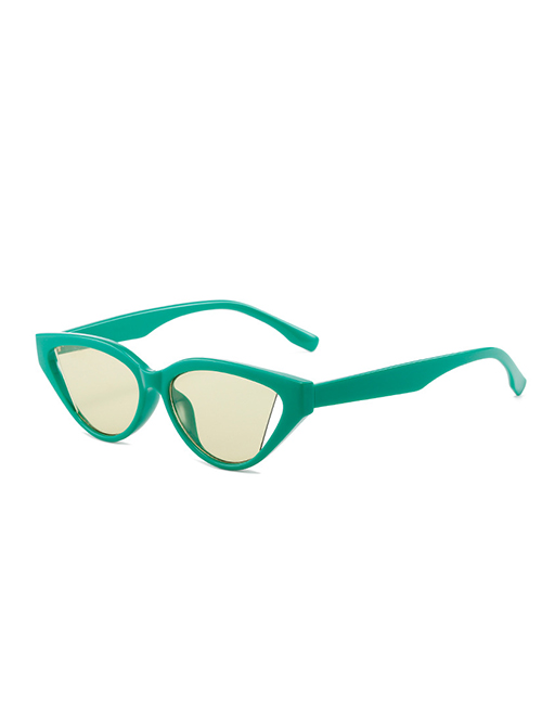 Fashion Green Frame Light Green Film Small Frame Cat Eye Sunglasses