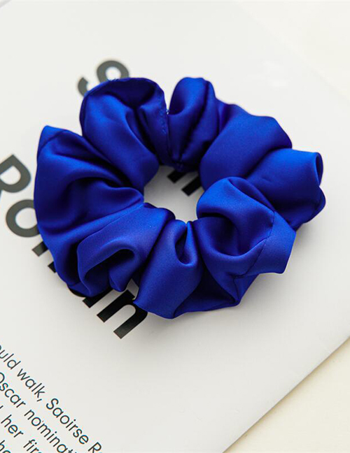 Fashion Glossy Blue Large Intestine Ring Fabric Pleated Hair Tie