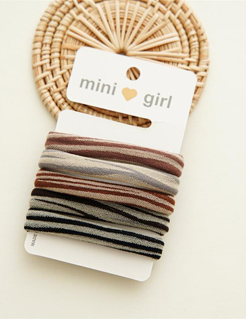 Fashion Card Striped Towel Ring Nylon High Elastic Hair Rope