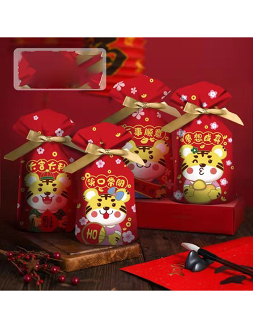 Fashion Tigers And Powerful Drawstring Pockets Tiger Print Bouquet Mouth Candy Packaging Bag