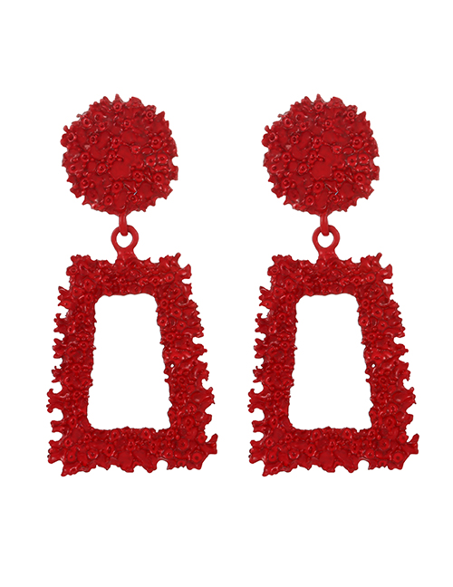 Fashion Red Wine Alloy Geometric Trapezoidal Stud Earrings