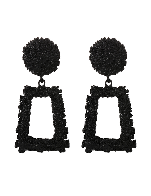 Fashion Black Alloy Geometric Trapezoidal Stud Earrings