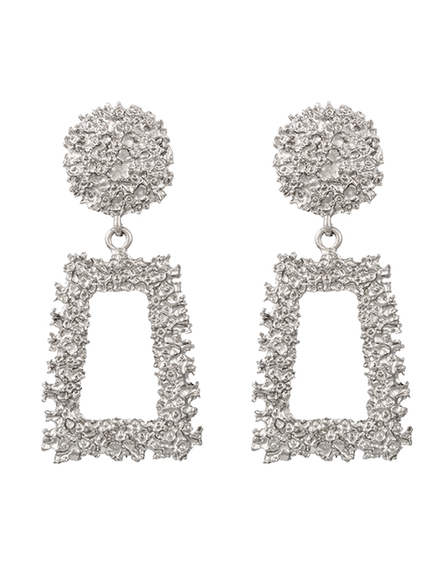 Fashion Silver Alloy Geometric Trapezoidal Stud Earrings