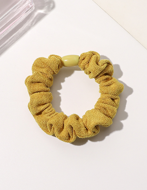 Fashion Yellow Suede Pleated Hair Tie