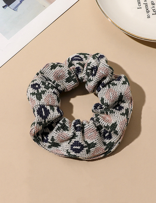 Fashion Blue Knitted Floral Pleated Hair Tie