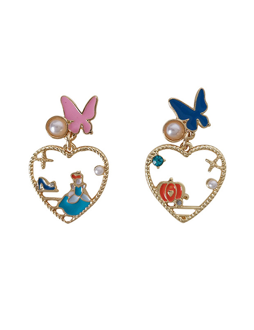 Fashion Pair Of Ear Studs Alloy Dripping Butterfly Love Heart Cartoon Character Stud Earrings