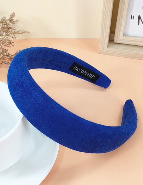 Fashion Royal Blue Suede Sponge Wide Brim Headband