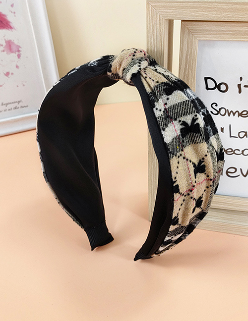Fashion 5# Fabric Check Print Knotted Headband