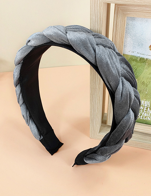 Fashion Grey Velvet Woven Broad-brimmed Headband