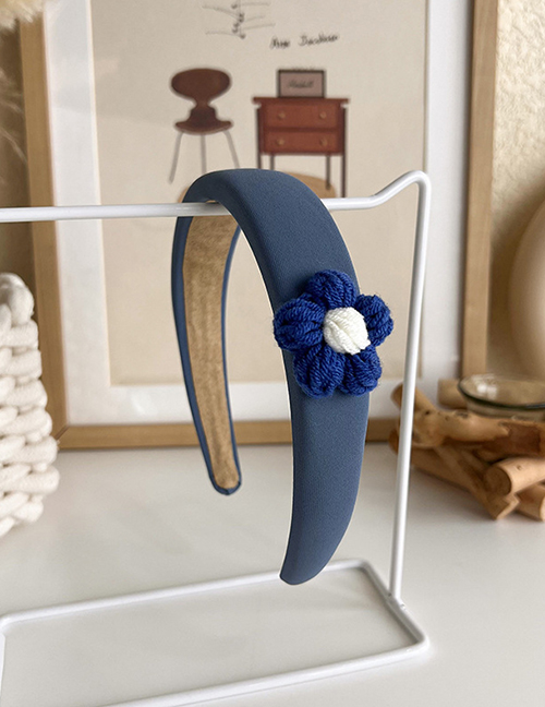Fashion C Light Blue Woolen Flower Broad Brim Headband