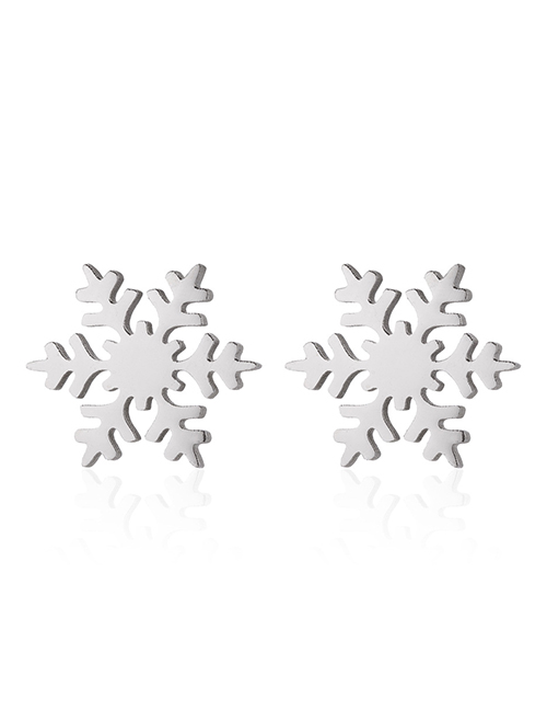 Fashion 142 Steel Color Stainless Steel Snowflake Ear Studs