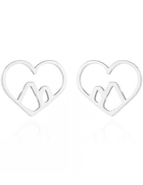 Fashion 150 Steel Color Stainless Steel Love Ear Studs