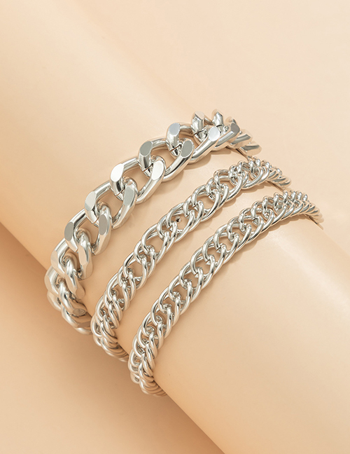 Fashion White K Metal Chain Bracelet Set