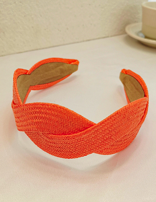 Fashion Orange Straw Broad-brimmed Headband