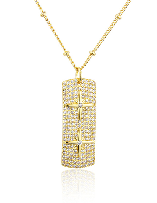 Fashion Gold Gold-plated Copper And Diamond Star Tag Necklace