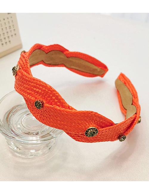 Fashion Orange Straw Diamond-studded Headband