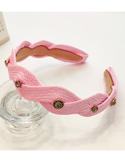 Fashion Pink Straw Diamond-studded Headband