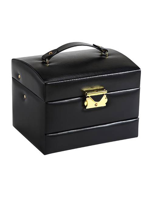 Fashion Black Pu Drawer Type Three-layer Storage Box