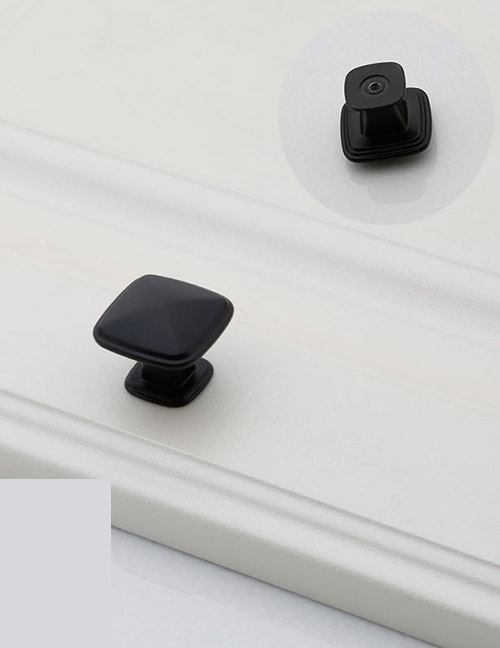 Fashion Black 6049-single Hole Zinc Alloy Geometric Drawer Wardrobe Door Handle