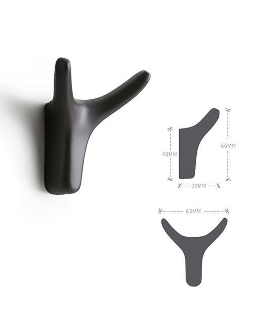Fashion Pearl Black 6345 Zinc Alloy Metal Horn Wall Coat Hook