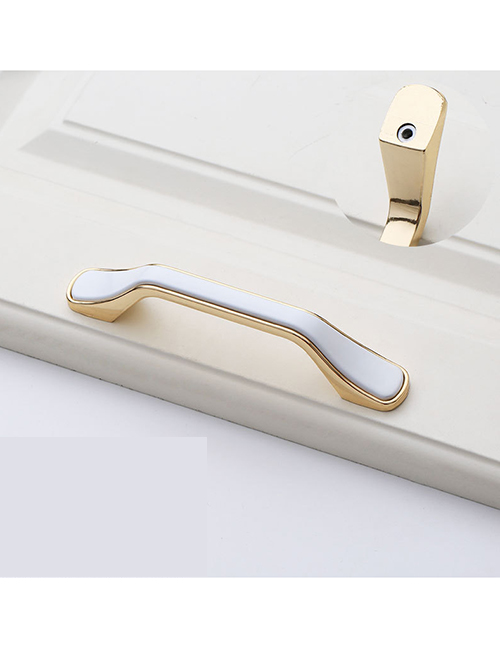 Fashion White/japanese Gold 6329-96 Hole Pitch Zinc Alloy Geometric Drawer Wardrobe Door Handle