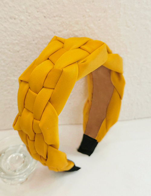 Fashion Mango Yellow Fabric Braided Broad-brimmed Headband