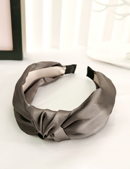 Fashion Dark Gray Satin Fabric Knotted Headband