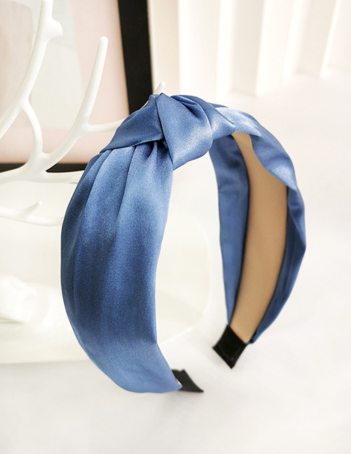 Fashion Blue Satin Fabric Knotted Headband