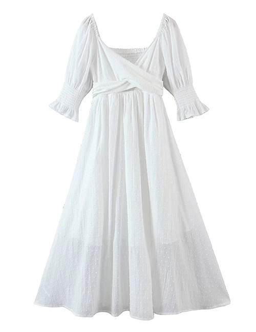 Fashion White Cross-chest Long Dress
