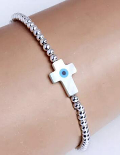 Fashion Kltb078 Metal Fritillary Cross Eye Beaded Bracelet