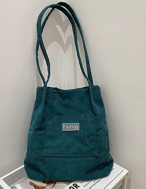 Fashion Green Without Pendant Corduroy Letter Logo Large Capacity Shoulder Bag