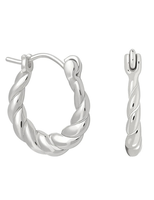 Fashion Silver Metal Twisted Geometric Earrings