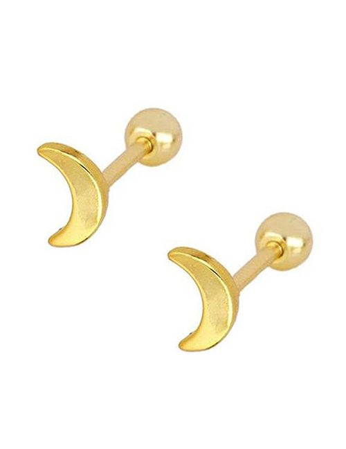 Fashion Gold Metallic Gold-plated Moon Pierced Earrings