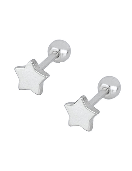 Fashion Silver Metal Geometric Matte Five-pointed Star Pierced Earrings