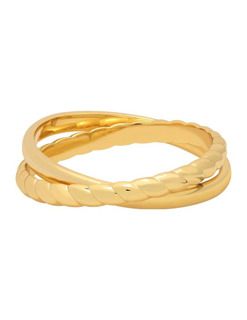 Fashion Gold Gold-plated Copper Geometric Cross Plain Ring Ring