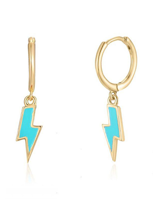 Fashion Light Blue Metal Oil Drop Lightning Earrings