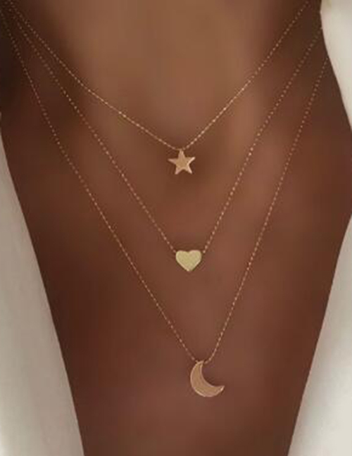 Fashion 3# Alloy Xingyue Love Heart Multilayer Necklace