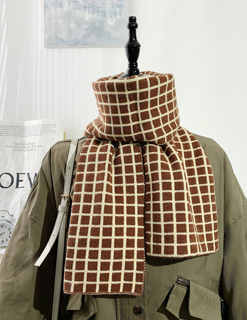 Fashion Brown Woolen Knitted Field Scarf