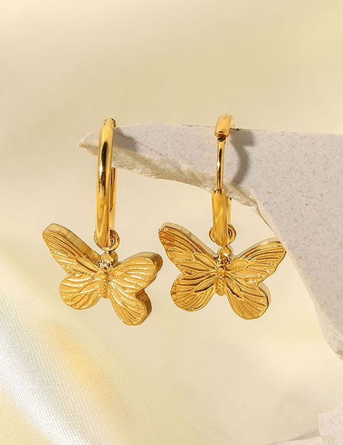 Fashion Gold Titanium Steel Gold-plated Butterfly Earrings