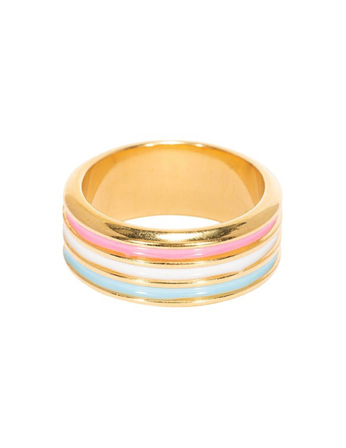 Fashion Rainbow Ring Stainless Steel Gold-plated Rainbow Drip Ring