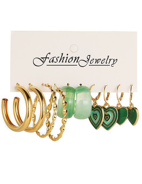 Fashion 2# Alloy Love Pearl Geometric Earrings Set