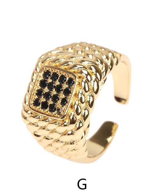 Fashion G Gold-plated Copper And Zirconium Geometric Ring